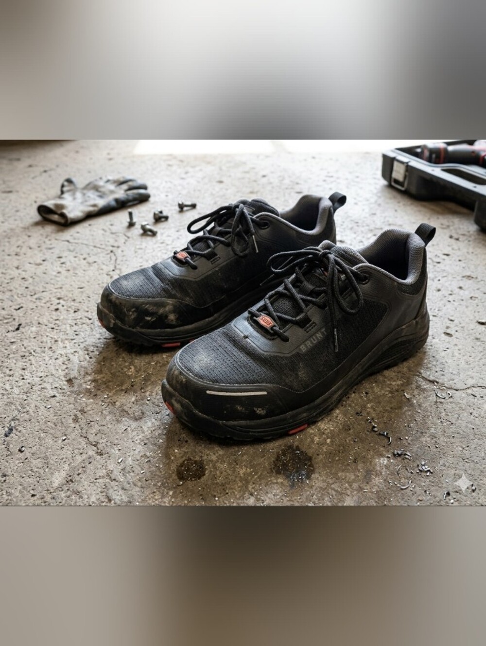 BRUNT 'Rivas Comp Toe' Black Safety Work Shoes - Men’s Size 6.5 Medium